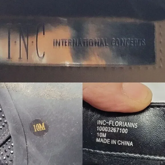 INC Floriann5 Ankle Booties 10 Black Sparkle‎ Silver Star Chunky Heel Holiday - Picture 3 of 11